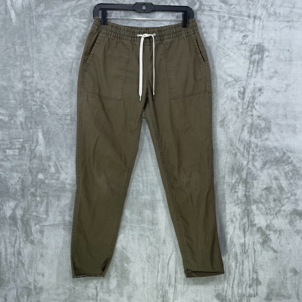 Vuori Ripstop Pants Women's XS Army Green Raw Hem VW450 Drawstring Waist